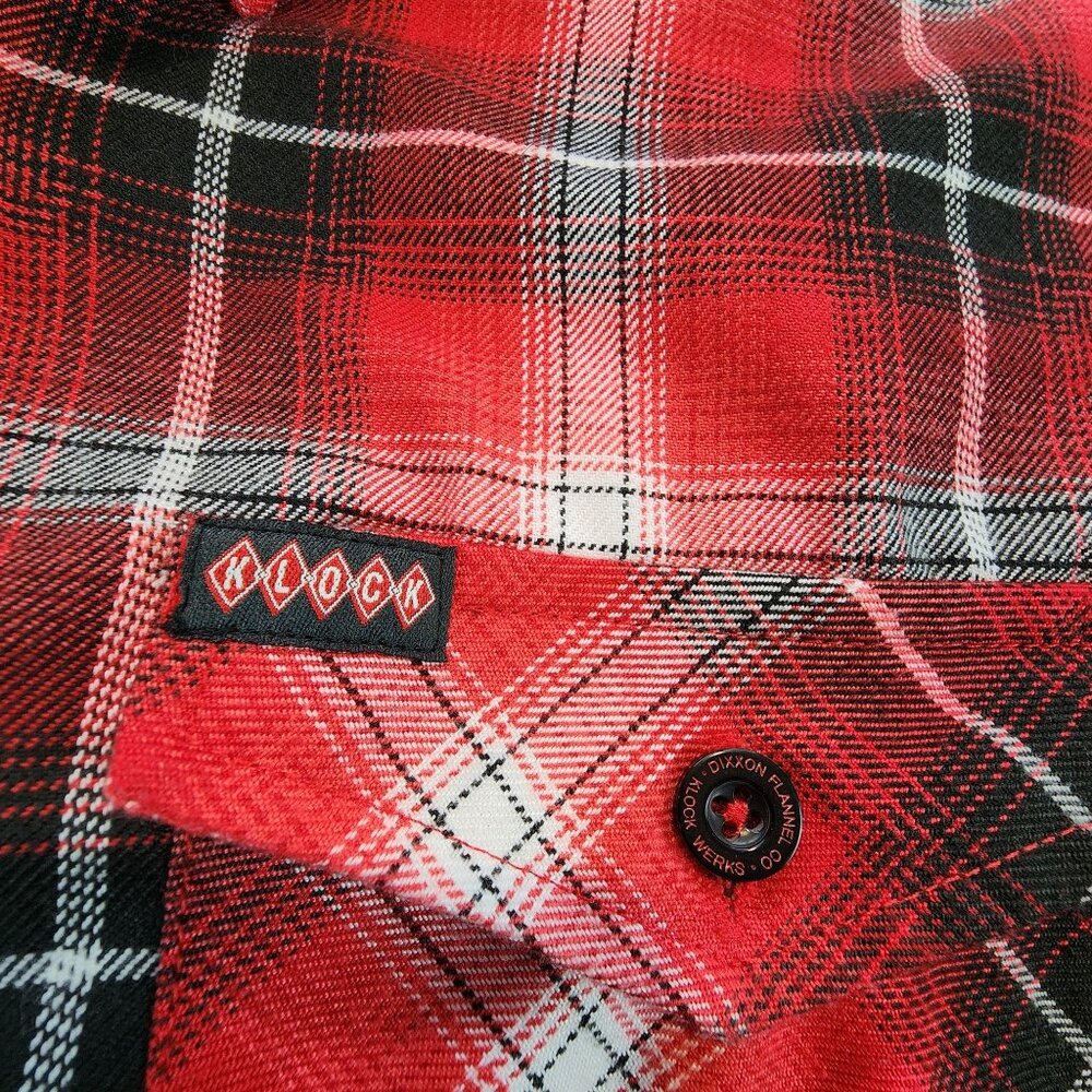 Dixxon Flannel Company x Kustom Klover Cycles Red Black Plaid Flannel Shirt 2X - Picture 2 of 12